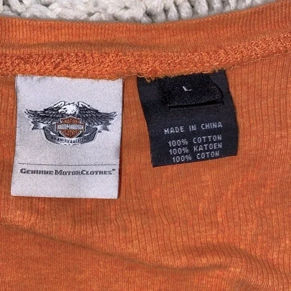 Harley Davidson orange knit top size large - Picture 6 of 11